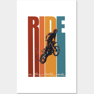 Motorcross Retro Ride On The Wild Side poster Posters and Art